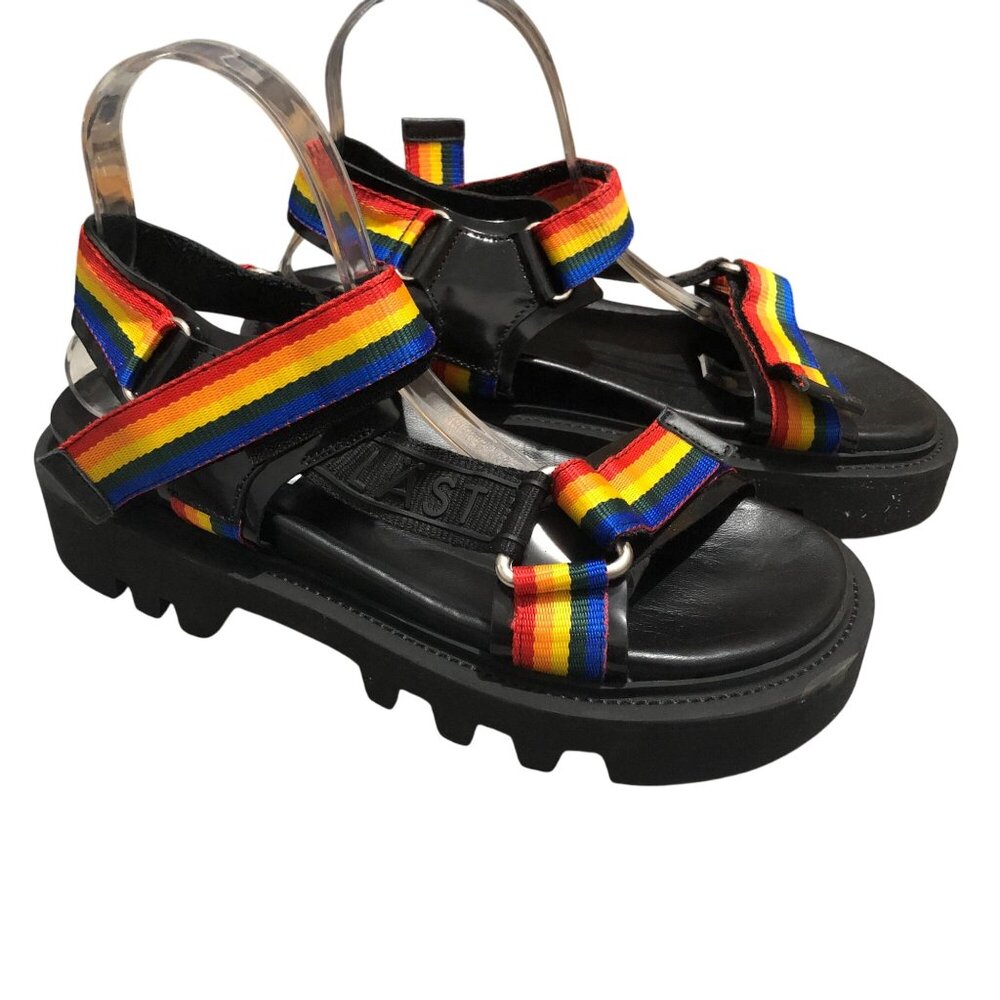 LAST Candy Rainbow Adjustable Strap Chunky Sandals Platform Pride 39 US 8